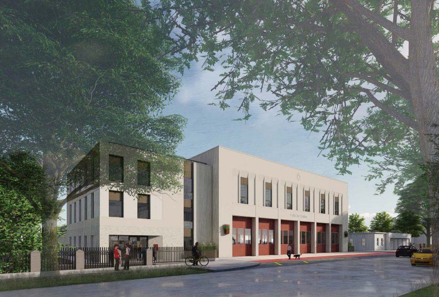 Visualisation of the new six-bay Bath Fire Station on Bathwick Street
