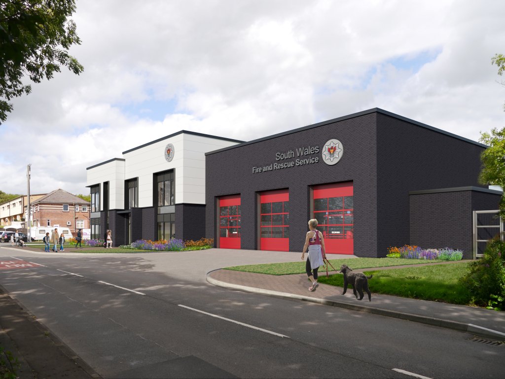 Visualisation of the new New Inn Fire Station in Pontypool