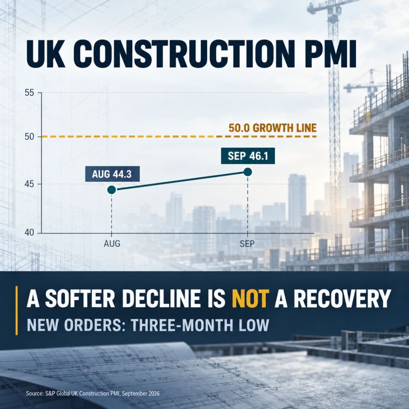 UK Construction PMI chart showing September at 46.1