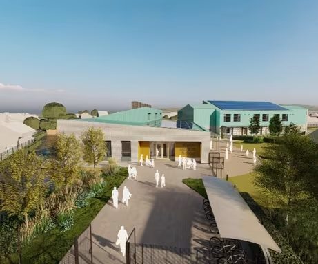 Visualisation of the new Welsh-medium primary school on the Corneli site